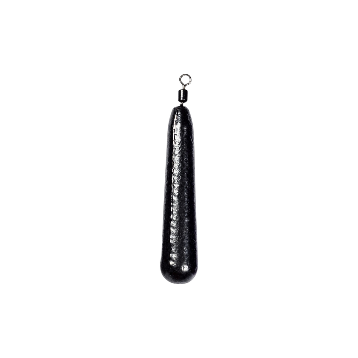 Single FishTrailCo 5g Slim Teardrop Drop Shot weight with a black finish and integrated swivel.