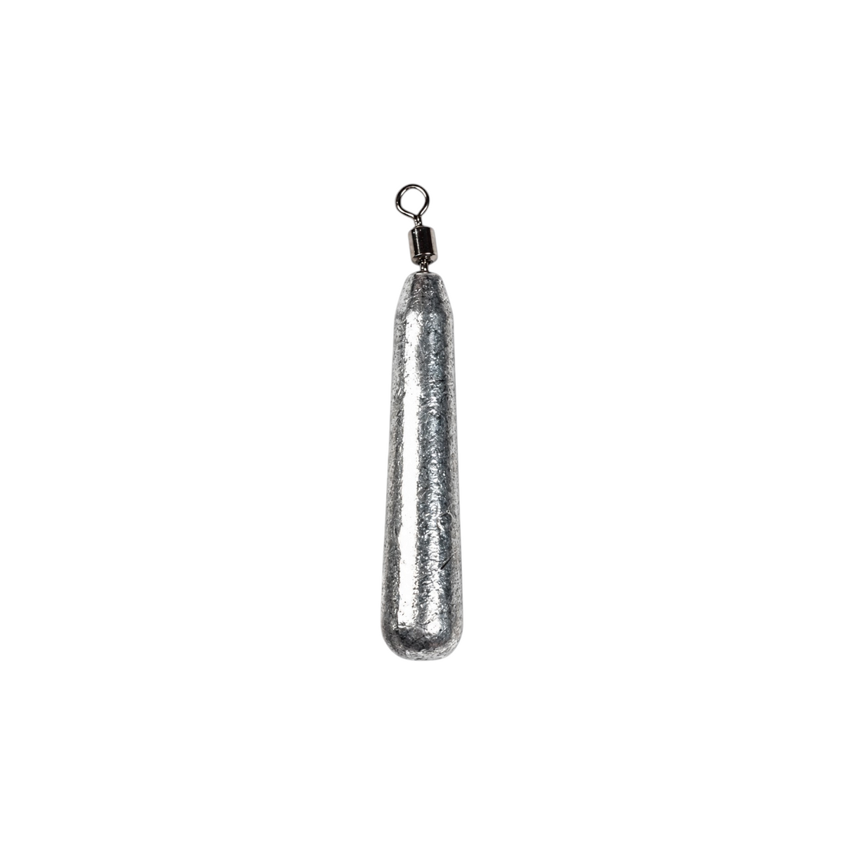 Single FishTrailCo 5g Slim Teardrop Drop Shot weight with an unpainted lead body and integrated swivel.