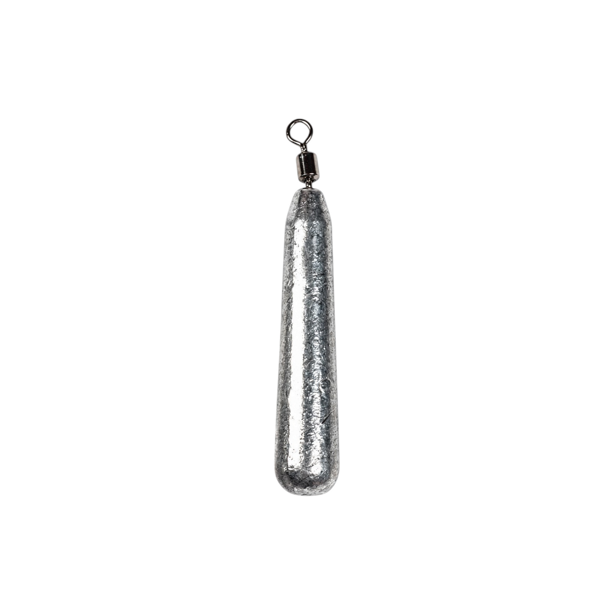 Single FishTrailCo 7g Slim Teardrop Drop Shot weight with an unpainted lead body and integrated swivel.