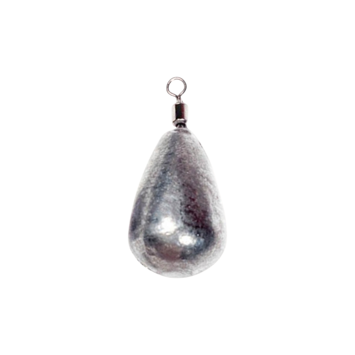 Single FishTrailCo 1g Teardrop Jig Rig weight with an unpainted lead body and integrated swivel.
