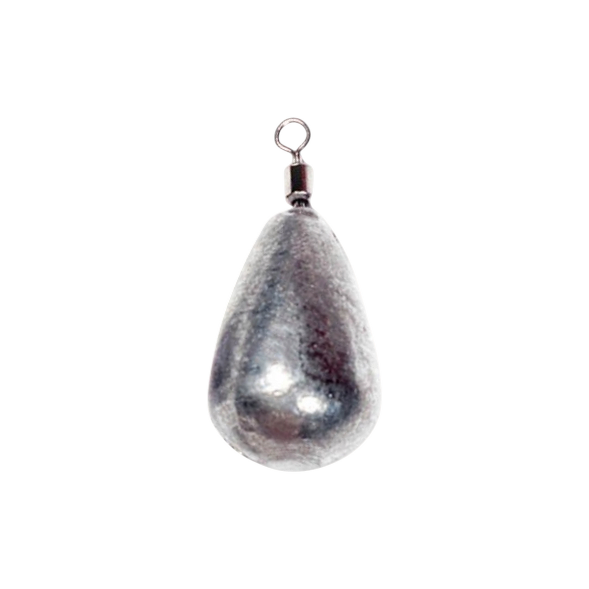 Single FishTrailCo 2g Teardrop Jig Rig weight with an unpainted lead body and integrated swivel.