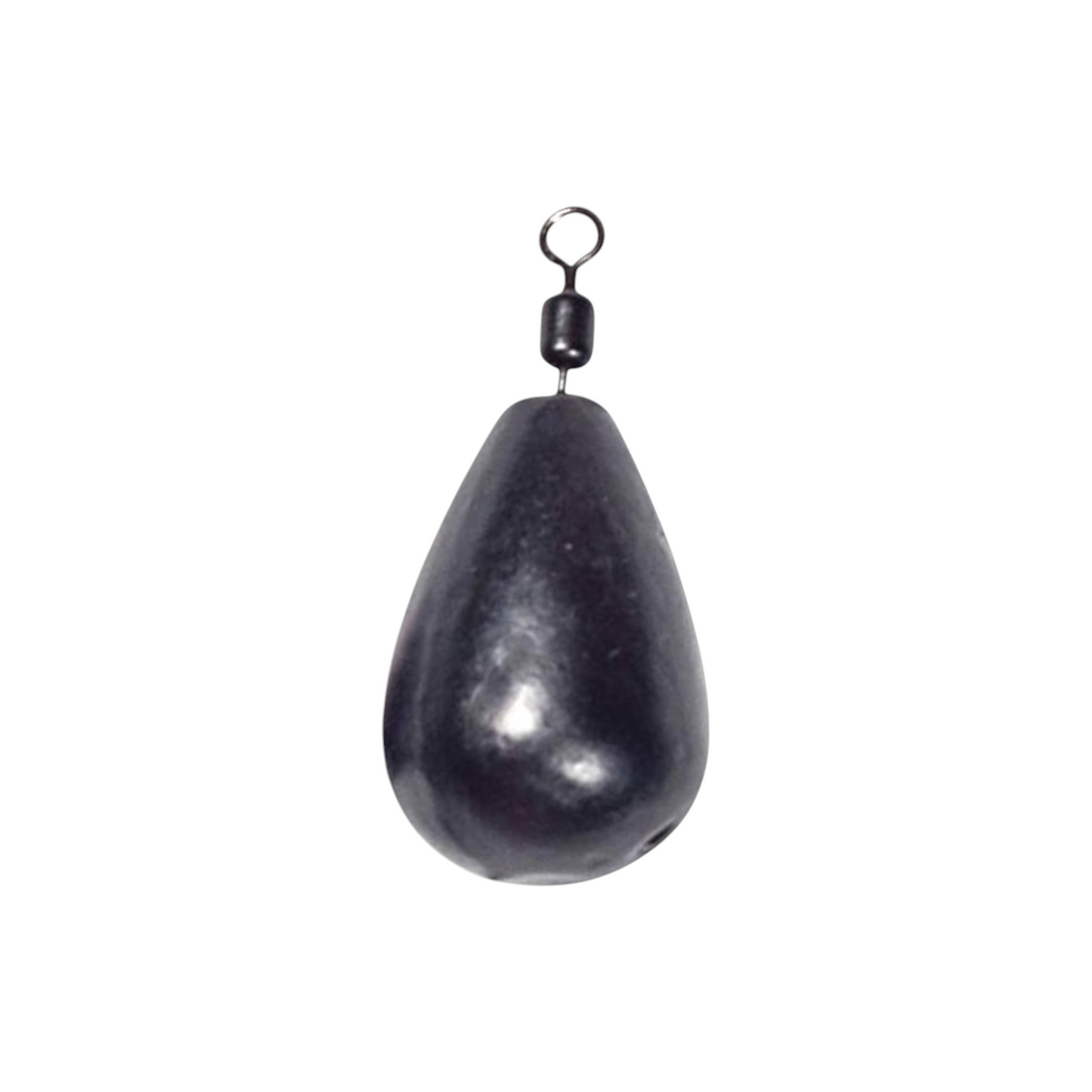 Single FishTrailCo 3g Teardrop Jig Rig weight with a black finish and integrated swivel.