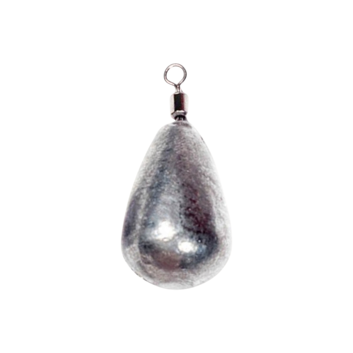 Single FishTrailCo 3g Teardrop Jig Rig weight with an unpainted lead body and integrated swivel.