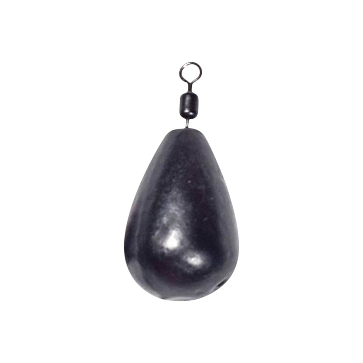 Single FishTrailCo 4g Teardrop Jig Rig weight with a black finish and integrated swivel.