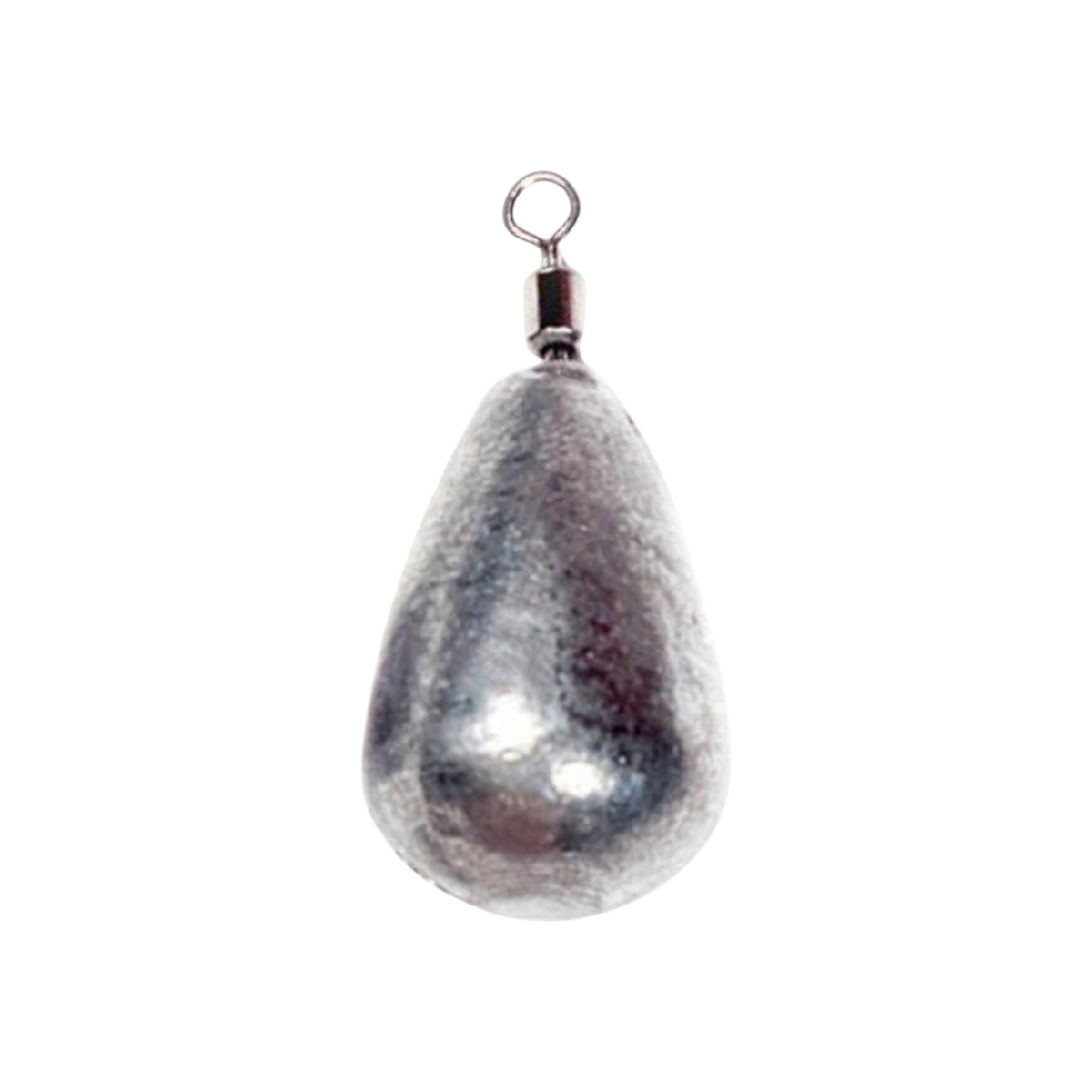Single FishTrailCo 4g Teardrop Jig Rig weight with an unpainted lead body and integrated swivel.