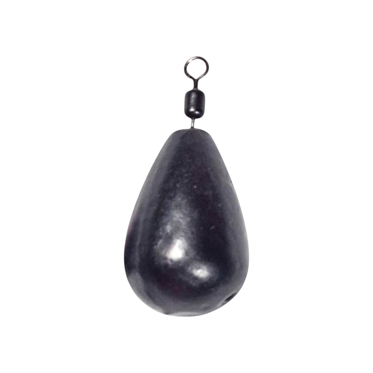 Single FishTrailCo 5g Teardrop Jig Rig weight with a black finish and integrated swivel.