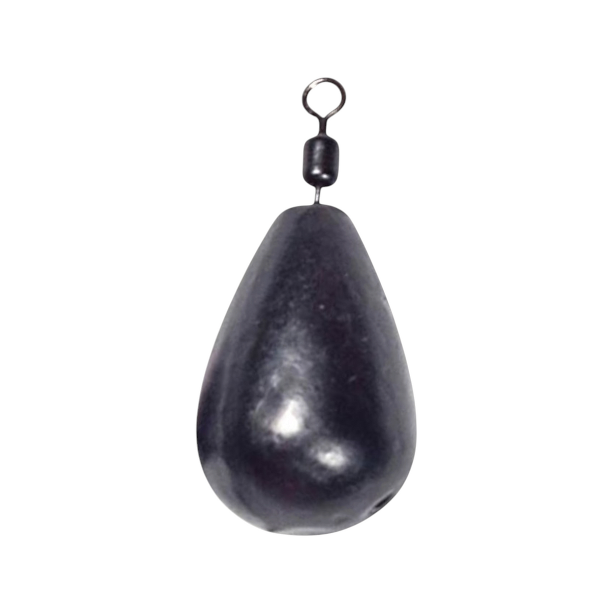 Single FishTrailCo 6g Teardrop Jig Rig weight with a black finish and integrated swivel.