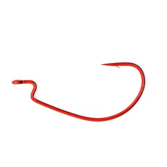Hameçons Vanfook WORM55R rouges à large ouverture décalée