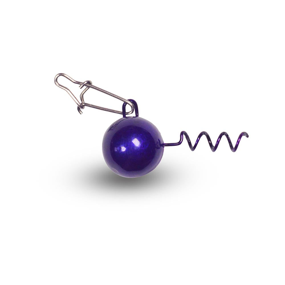 Purple screw lock head with snap and corkscrew keeper on white background