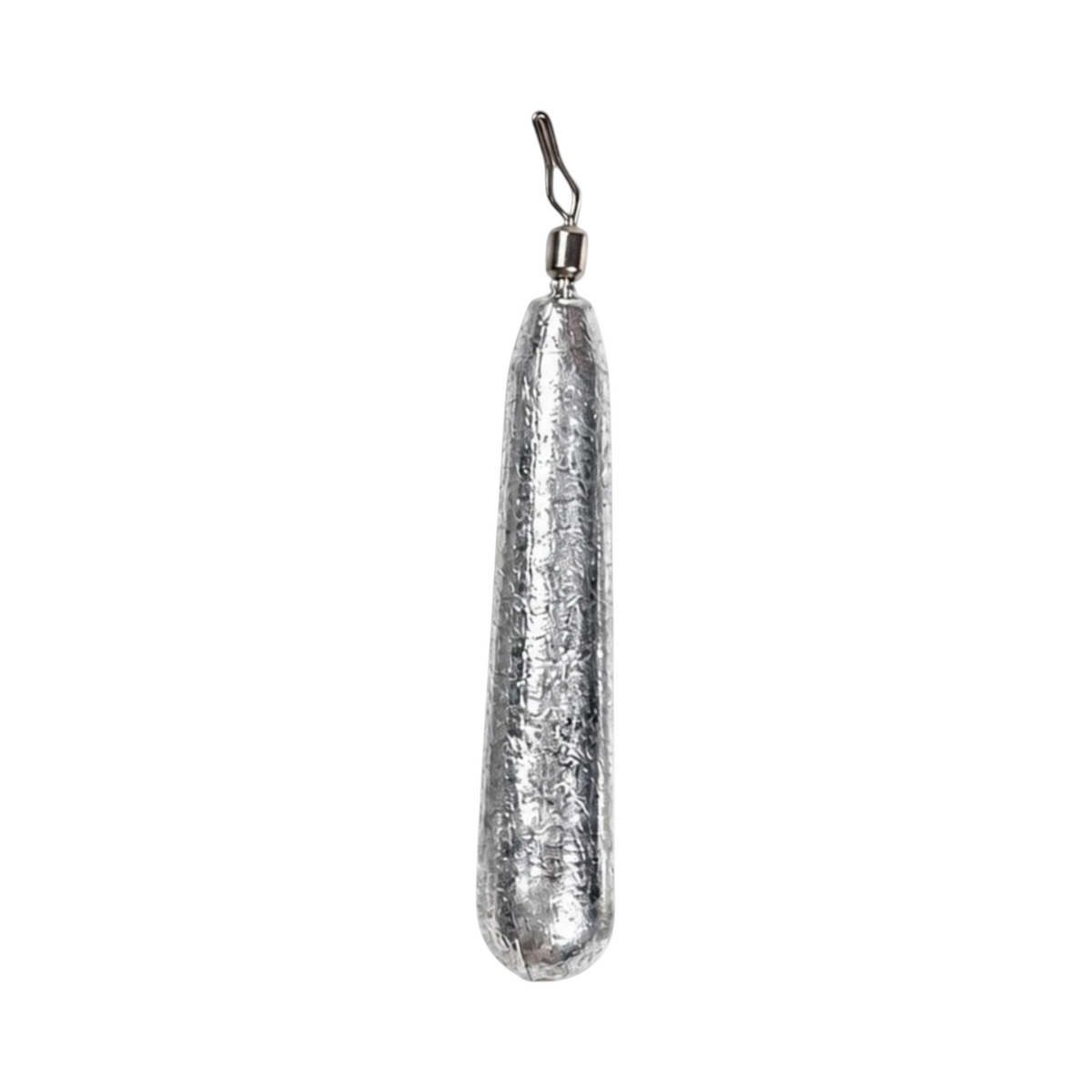 FishTrailCo slim teardrop drop shot fishing weight with a quick clip for finesse rigs and snag-free bottom contact.